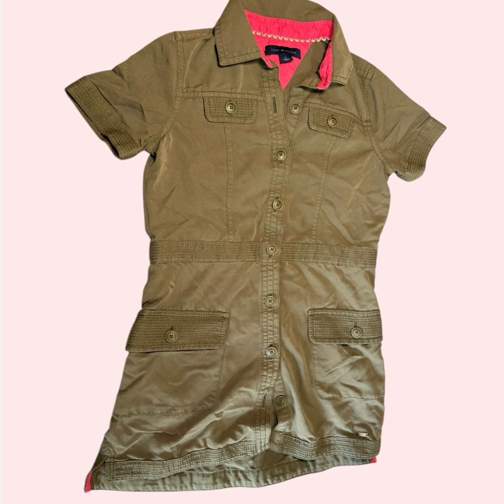Tommy Hilfiger Kids Safari Dress - Olive and Pink